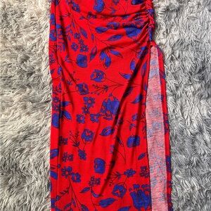 Floral Red and Blue Maxi Skirt
